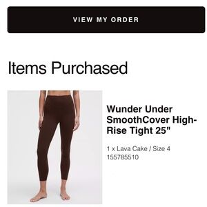 lululemon Wunder Under Leggings in Lava Cake, 25" inseam, Size 4